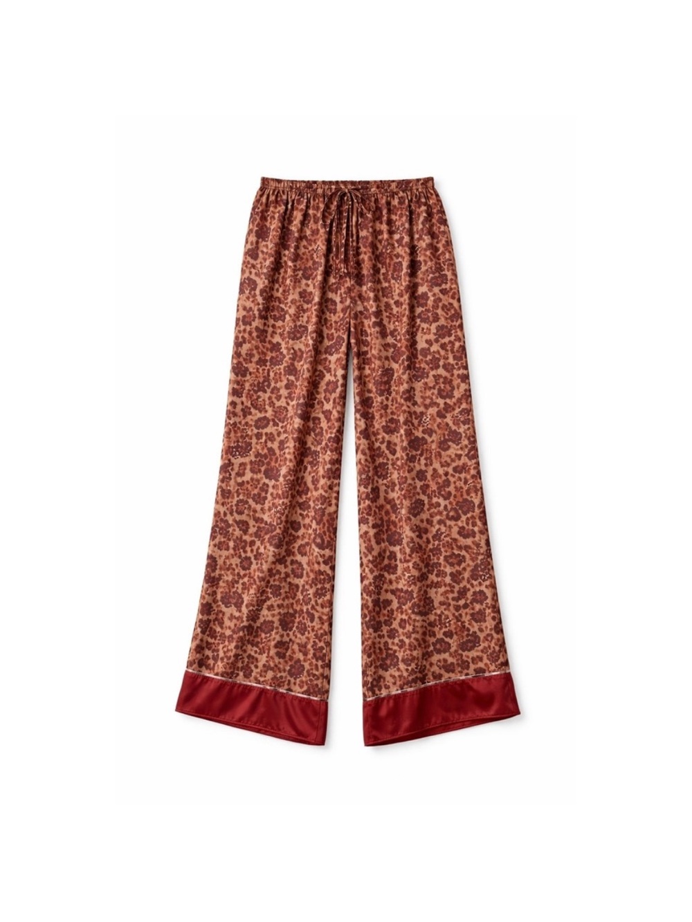 Free People Intimately Free Dreamy Days Leopard Print Wide-Leg Satin Pants